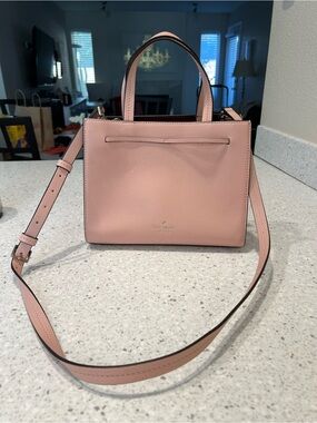 kate spade Blush Pink Pebbled Leather Satchel with Crossbody Strap